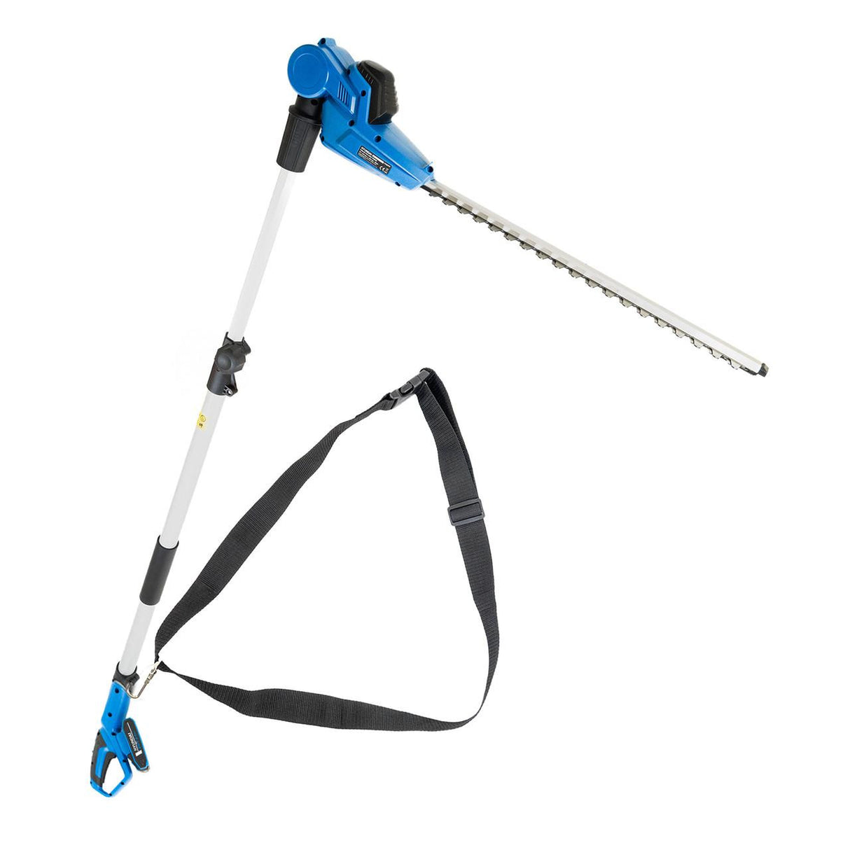 The angle of our pole trimmer’s head can be adjusted left or right to change the angle of your cut when sculpting shrubs or switching between cutting the sides and tops of hedges.