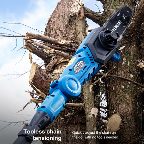 Use the cordless HY20CPS pole saw to reach those hard to get branches in trim