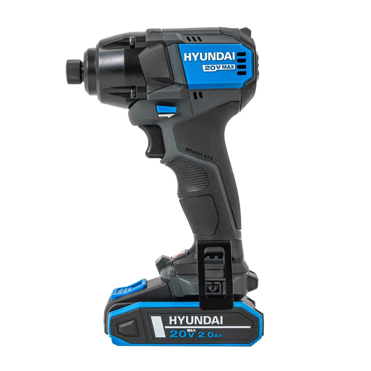 Hyundai 20V Cordless 65Nm Hammer Drill and 230Nm Impact Driver Brushless Kit, 2x 2.0Ah Li-ion Batteries and 2A Charger  | S01-T2B