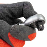 High-tooth ratchet: 72-tooth ratchet allows fine incremental rotation for use in tight spaces.