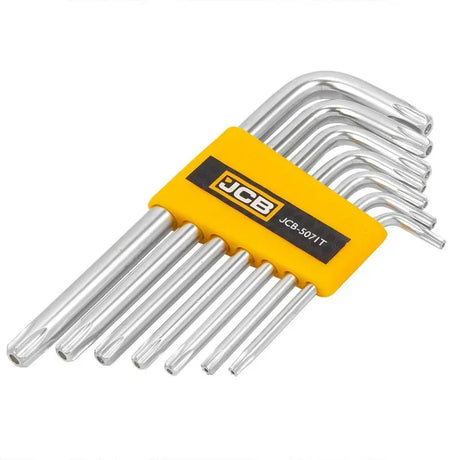 JCB TORX L-Key Set with Hole, 7 pcs, T10H–T40H, Cr-V Steel |  JCB-5071T