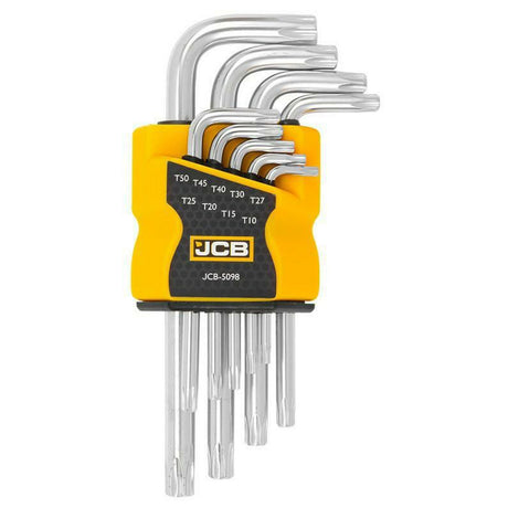 JCB TORX L-Key Set, 9 pcs, T10H–T50H, Cr-V Steel | JCB-5098