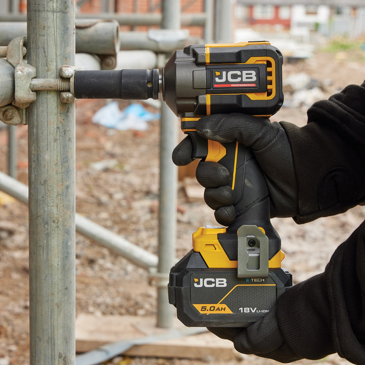 JCB Pro 18V Impact Wrench 1/2" 400Nm Fastening, 620Nm ‘Nut-Busting’ Torque, Square Drive & Friction Ring (Bare Tool) | JCB-18PIW-620