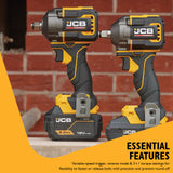 JCB Pro 18V Impact Wrench 1/2" 400Nm Fastening, 620Nm ‘Nut-Busting’ Torque, Square Drive & Friction Ring (Bare Tool) | JCB-18PIW-620
