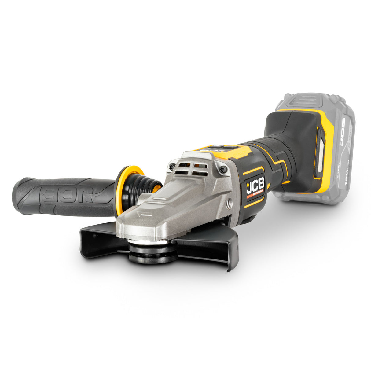 JCB Pro 18V Flat Head Angle Grinder, 5" / 125mm, Digital Speed Control, Paddle Switch and Brushless (Bare Tool) | JCB-18PFAG-125