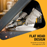 JCB Pro 18V Flat Head Angle Grinder, 5" / 125mm, Digital Speed Control, Paddle Switch and Brushless (Bare Tool) | JCB-18PFAG-125