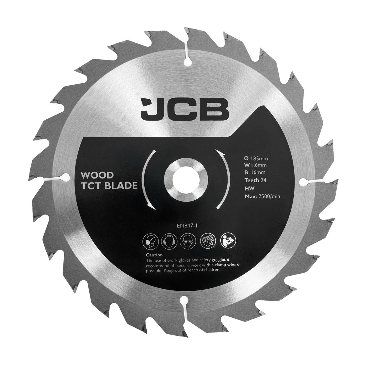 JCB Pro 18V Circular Saw 185mm, 60mm Cut Depth, Aluminium Base, Incl. 2 Blades (Bare Tool) | JCB-18PCS-185