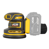 JCB Pro 18V Orbital Sander, 125mm, Brushless, Variable Speed, Dust Protected, Incl. 4x Mesh Sanding Sheets (Bare Tool) | JCB-18POS-125