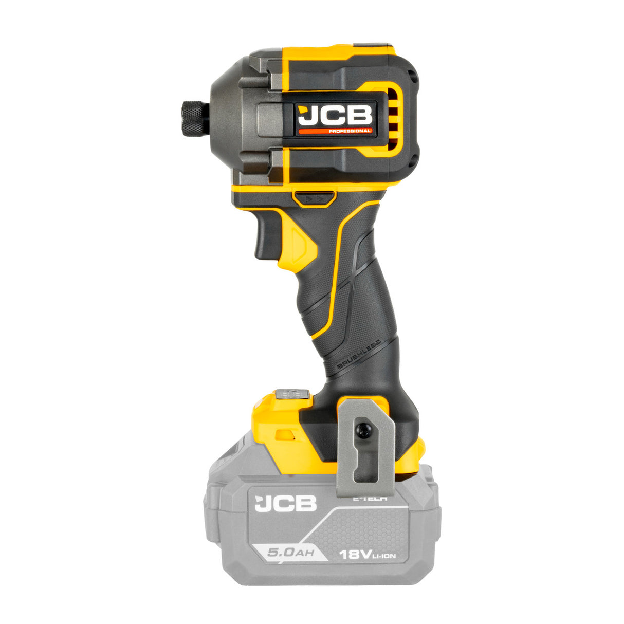 JCB Pro 18V Kit, Combi Drill (75Nm), Impact Driver (230Nm), Angle Grinder (115mm), 2x 5Ah Batteries, 4.5A Fast Charger & Soft Tool Bag |JCB-18PKIT-7