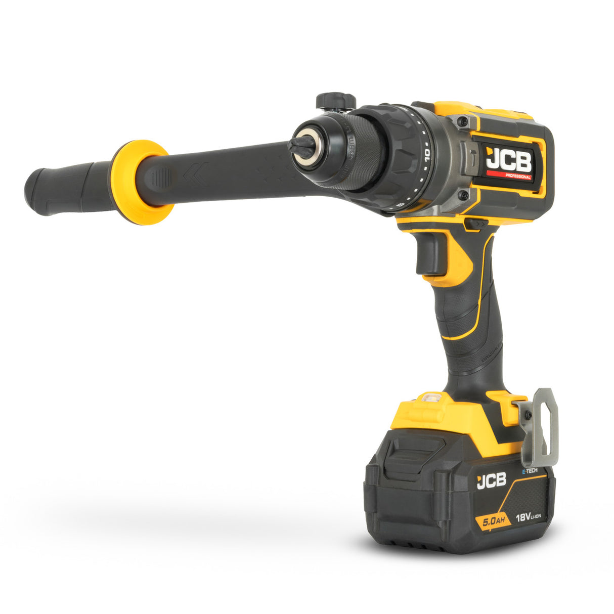 JCB Pro 18V Combi Drill 160Nm, Brushless, Anti-Kickback & Variable Speed, 25+3 Torque, 2x 5.0Ah Lithium-ion Batteries & 4.5A Charger | JCB-18PCD-160-5
