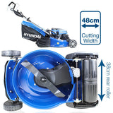 Hyundai 19" 48cm / 480mm Self Propelled Electric Start 139cc Petrol Roller Lawnmower | HYM480SPER