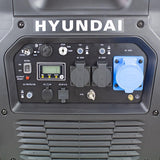Hyundai 6600W / 6.6kW Petrol Inverter Generator, Remote Keyfob & Electric Start, Wheels & Closed Case Design, DC & USB | HY6500SEi