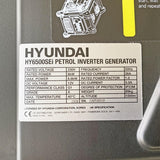 Hyundai 6600W / 6.6kW Petrol Inverter Generator, Remote Keyfob & Electric Start, Wheels & Closed Case Design, DC & USB | HY6500SEi