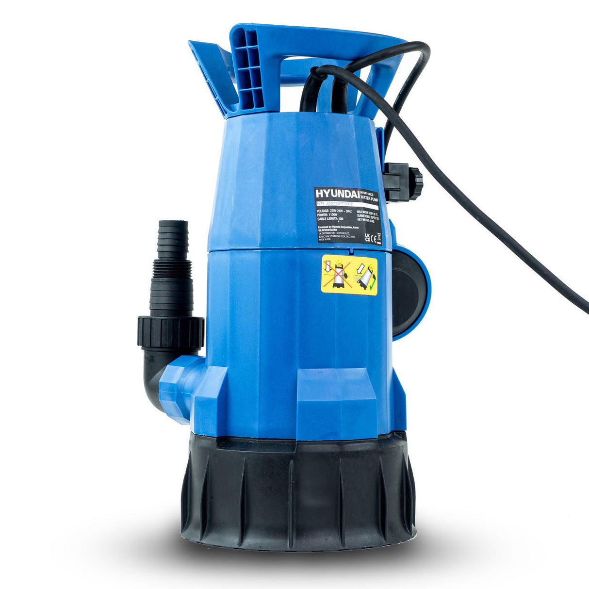 Hyundai 1100W Submersible Water Pump, 25-32mm / 1- 1/2'' Hose, Clean and Dirty Water, 7m Lift | HYSP1100CD
