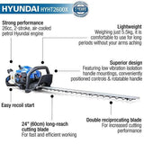Hyundai 26cc 600mm Petrol Hedge Trimmer Cutter, Easy-Start & Lightweight 2-stroke & Folding Trolley on Wheels, Garden Trolley 100kg | HYHT2600X+GTW220
