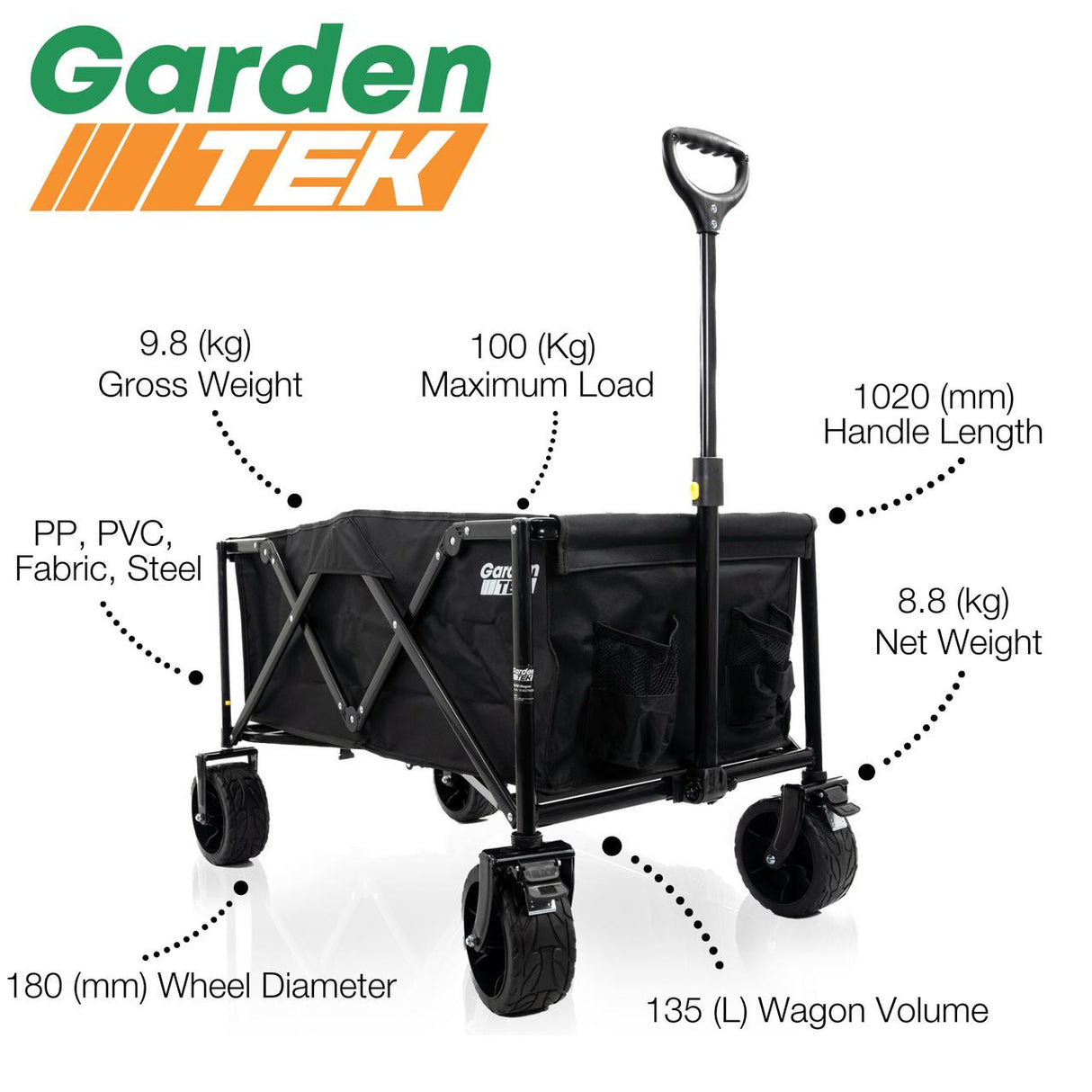 Hyundai 14" 35cm Electric Chainsaw 1600W 230V & Garden Trolley on Wheels, 100kg Load with Brakes  | HYC1600E+GTW260