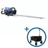 Hyundai 26cc 600mm Petrol Hedge Trimmer Cutter, Easy-Start & Lightweight 2-stroke & Garden Trolley on Wheels, 100kg Load with Brakes | HYHT2600X+GTW260
