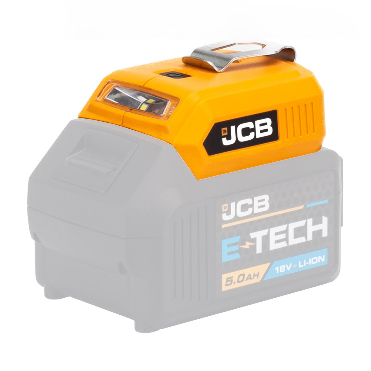 JCB 18V Cordless 60lm LED Light  with 2x USB Charge Portal Power Adaptor | 21-18USB