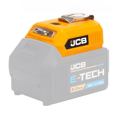 JCB 18V Cordless 60lm LED Light  with 2x USB Charge Portal Power Adaptor | 21-18USB