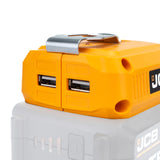 JCB 18V Cordless 60lm LED Light  with 2x USB Charge Portal Power Adaptor | 21-18USB