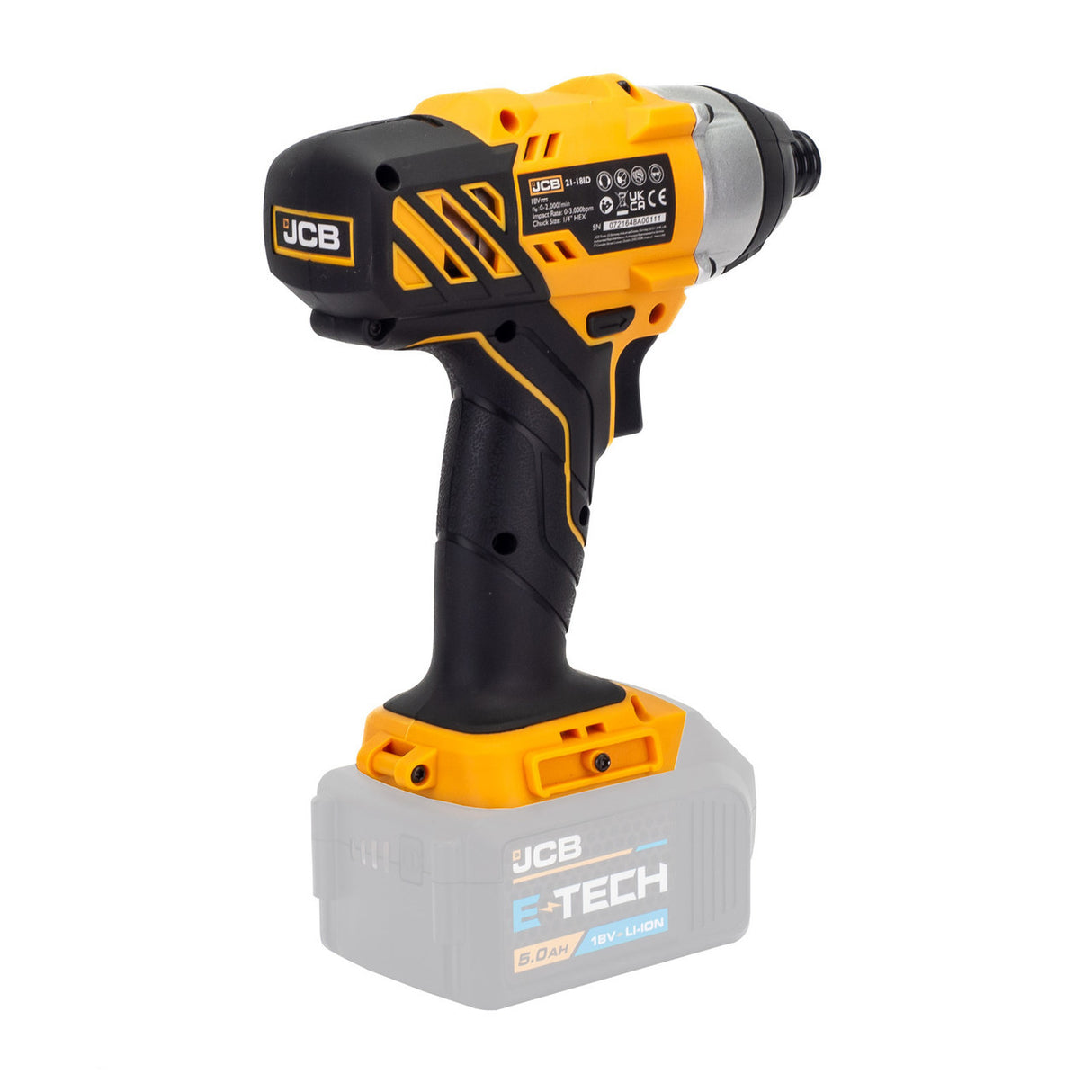 JCB 18V Cordless Impact Driver, 150Nm, 2.0Ah-5.0Ah Li-Ion Batteries, 1/4" Hex Quick Release Chuck | 21-18ID-B - Bare Unit