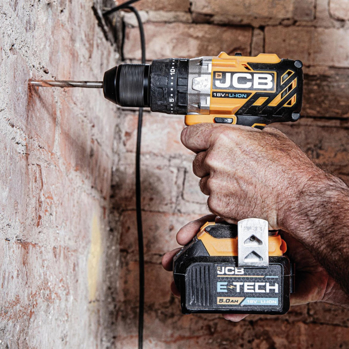 JCB 18V 65Nm Brushless Combi Drill Bare Unit,Variable Speed & LED Light, Belt Clip, 20+3 position & 13mm Keyless Chuck | 21-18BLCD-B - Bare Unit + 5.0Ah Battery