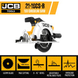 JCB 18V Cordless Circular Saw 165mm 6.5" Li-Ion Battery 2-5.0Ah | 21-18CS-B - Bare Unit