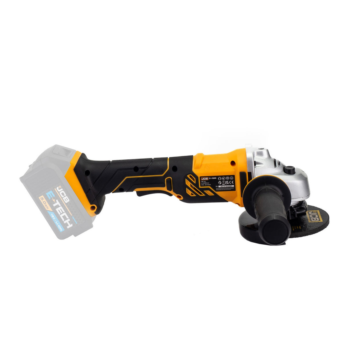 JCB 18V Cordless Angle Grinder, 115mm 4 1/2 inch, 2-5Ah Li-Ion Battery Options, M14 Thread | 21-18AG-B - Bare Unit