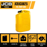 JCB Professional Jerry Can 20L, Heavy-Duty 0.8mm Steel | JCBJCAN20 - 20L Jerry Can
