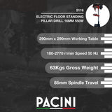 Pacini Electric Floor Standing Pillar Drill 16mm 550W | 5116
