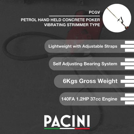 Pacini Petrol Hand Held Concrete Poker Vibrating Strimmer Type | PCGV