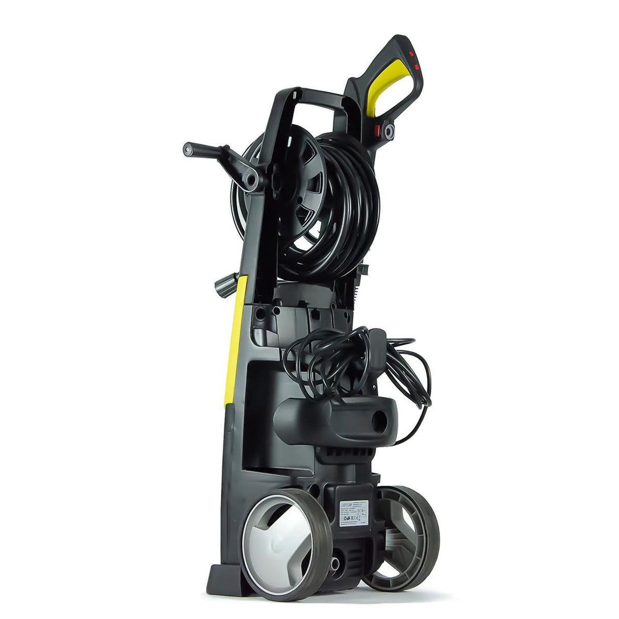 Includes a range of attachments: high-pressure lance, gun, hose, brushes, and more