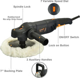 MAXXT Rotary Polisher Car Buffer, 1100W Polisher Waxer, 6+1 Speed 600-3300RPM, 180mm Buffing Pad | R7183-2-UK