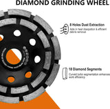 MAXXT 125mm Concrete Angle Grinder Sander, 1500W, 1000-8500RPM, 7 Speeds, Removable Guard, 2 x Diamond Sanding Discs | R7507-UK