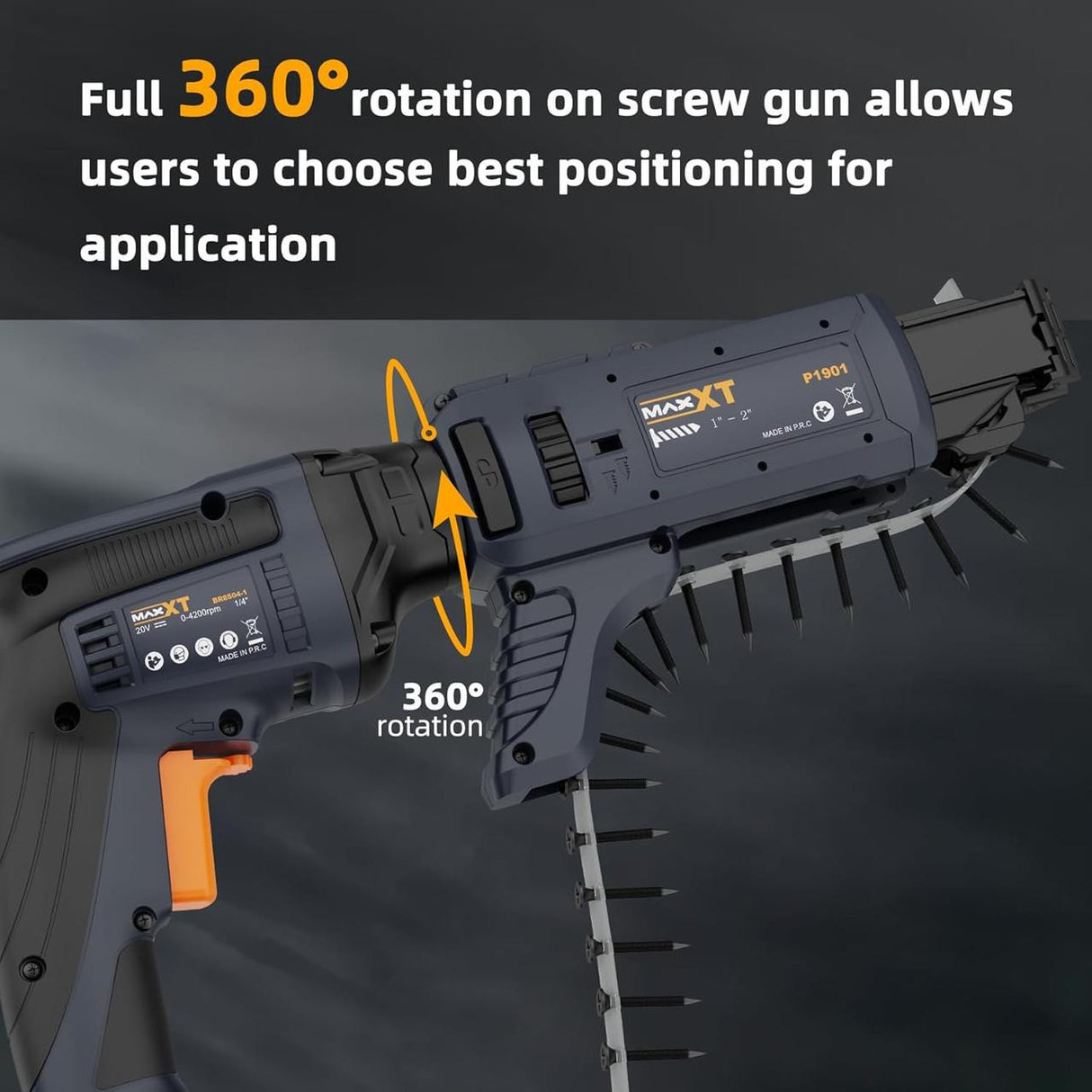 MAXXT 2-in-1 Screw Gun Kit with Collated Drywall Attachment, Brushless | BR8504-1+P1901-UK