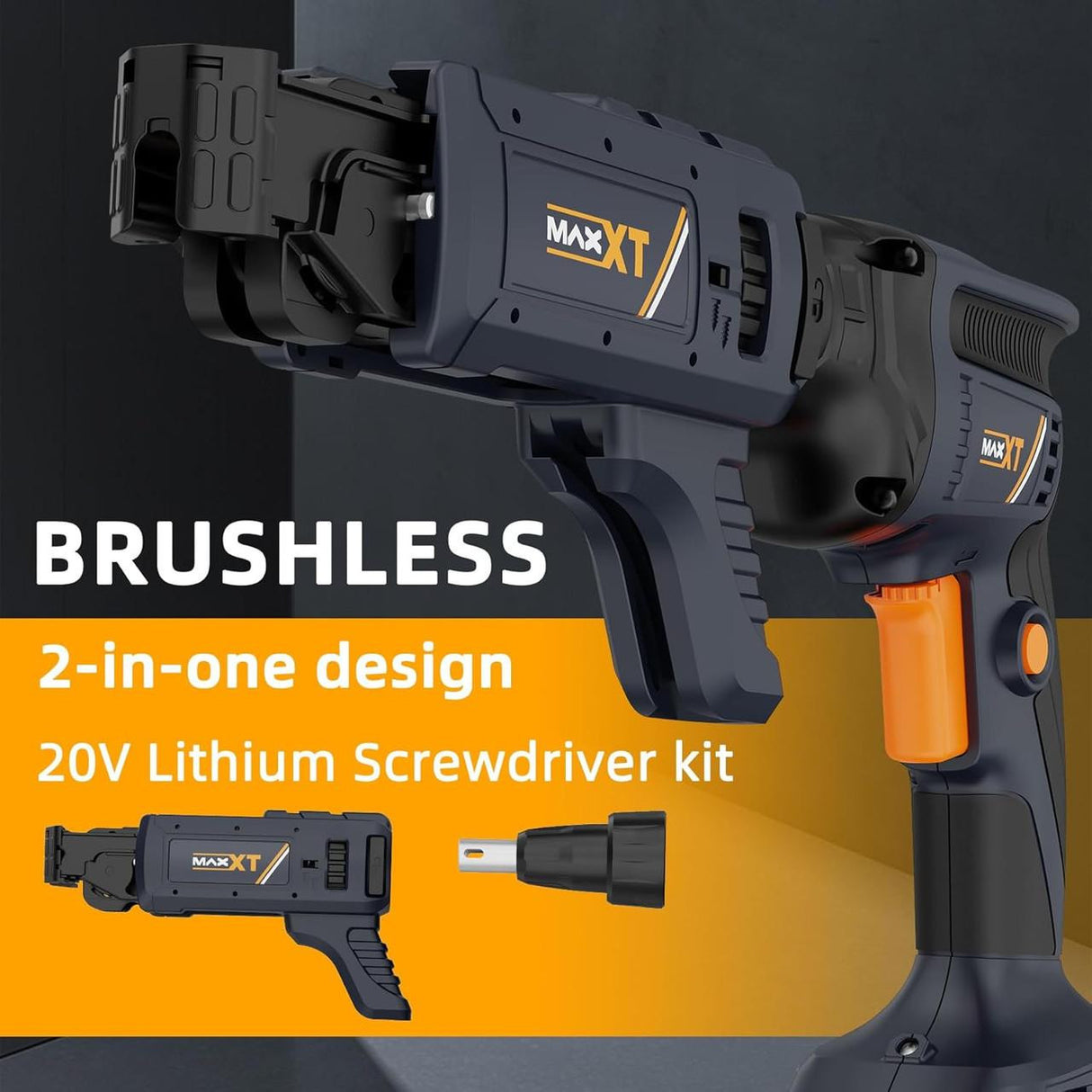 MAXXT 2-in-1 Screw Gun Kit with Collated Drywall Attachment, Brushless | BR8504-1+P1901-UK