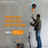 MAXXT Plasterboard Sander, 180° Swivel Head, Telescopic Handle (1.2m/1.7m), Dust Extraction Connection, 6 Sanding Discs & Carry Bag | MLS710B-UK