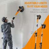 MAXXT Plasterboard Sander, 180° Swivel Head, Telescopic Handle (1.2m/1.7m), Dust Extraction Connection, 6 Sanding Discs & Carry Bag | MLS710B-UK