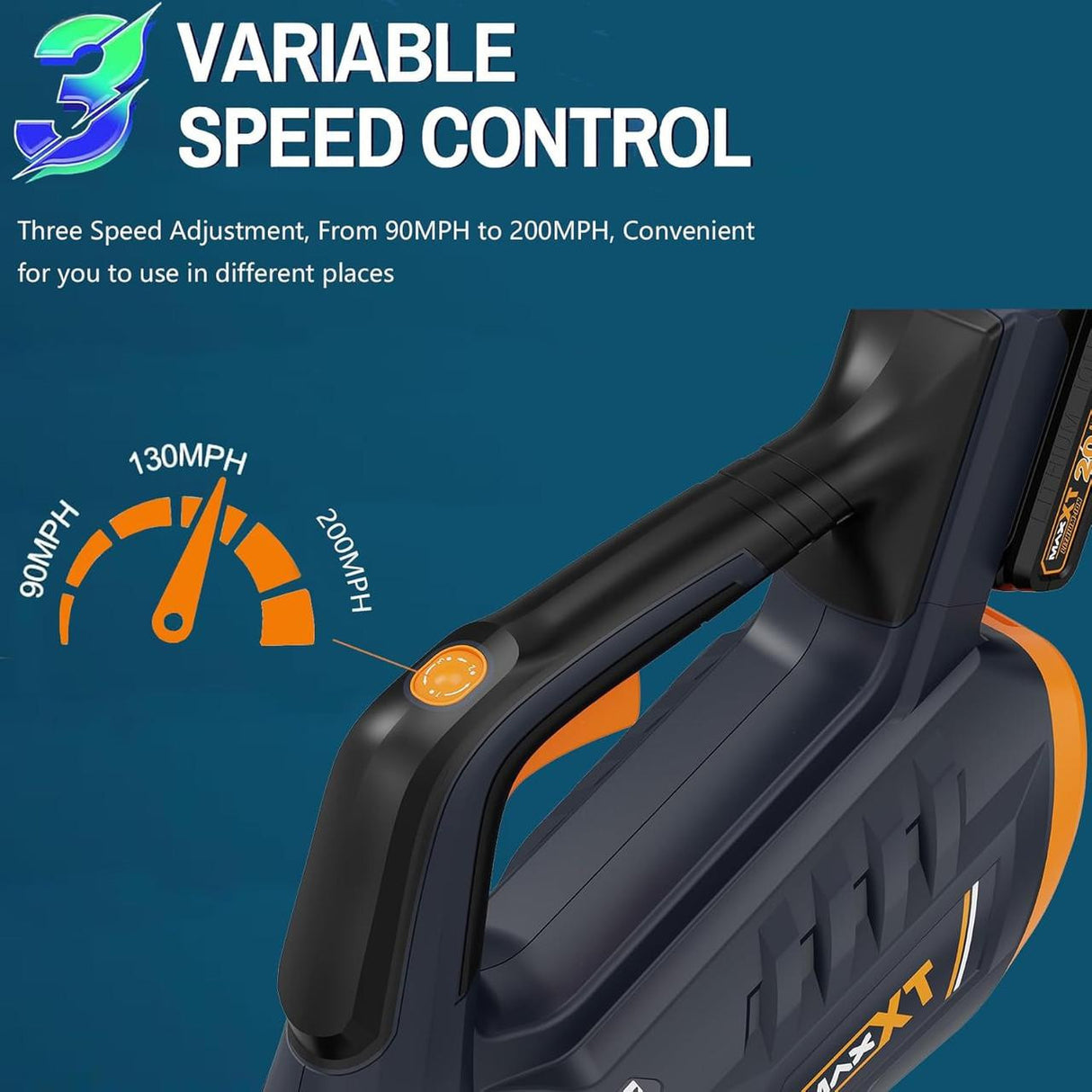 MAXXT 20V Cordless Leaf Blower, 200Mph Air 3-Speed, 2Ah Li-ion Battery and Charger | BG4201-UK