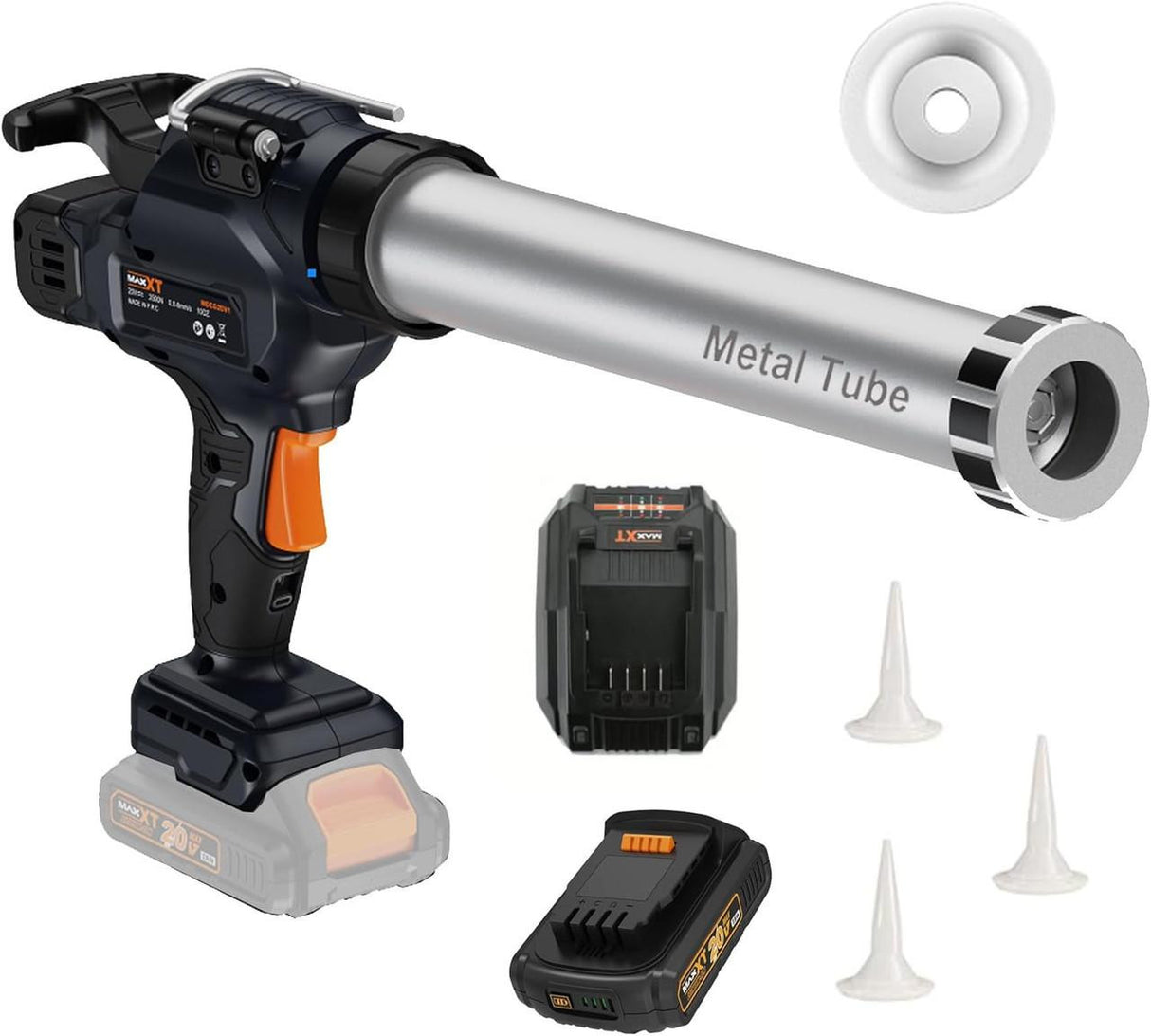 MAXXT 2-in-1 Cordless Caulking & Sausage Gun , 20V , 2×2.0Ah Batteries , 6500N Force, 600ml Capacity , Anti-Drip System | MDCG20V2-UK