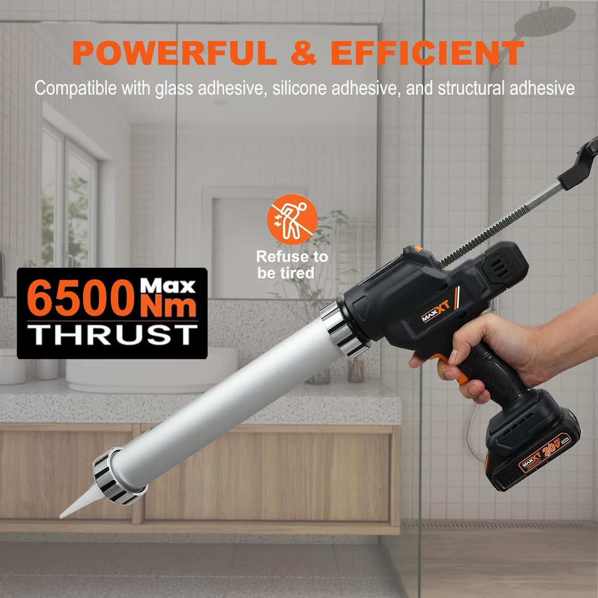 MAXXT 2-in-1 Cordless Caulking & Sausage Gun , 20V , 2×2.0Ah Batteries , 6500N Force, 600ml Capacity , Anti-Drip System | MDCG20V2-UK