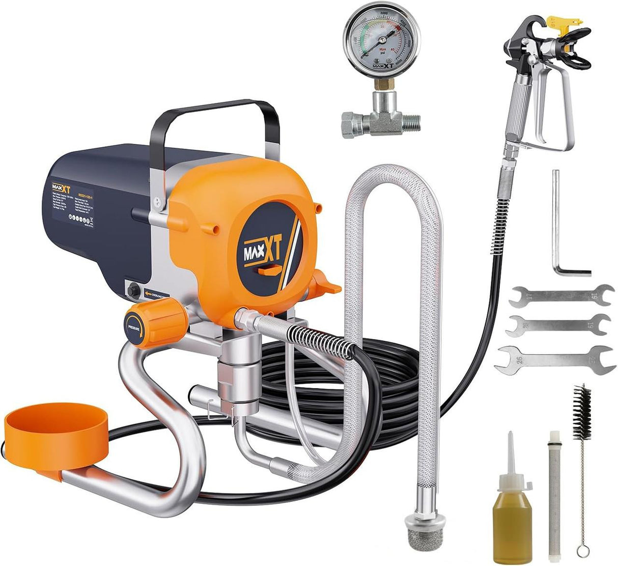 MAXXT Airless Paint Sprayer 226 Bar, 1200W, 1.6L/min Flo, 7.5m Hose, Water-Based Paint & Varnish Compatible | R9221-UK