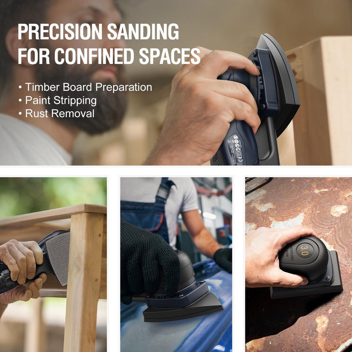MAXXT 2-in-1 Brushless Delta & Rectangle Sander, 350W, 3.0mm Orbit, 6-Speed, Dual Sanding Pads, 20x Sandpapers | MOS350DV2-UK