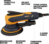 MAXXT 150mm Brushless Eccentric Sander 2.5mm Orbit, 350W, 230V, 10x Sanding Discs | R7303-5-UK1