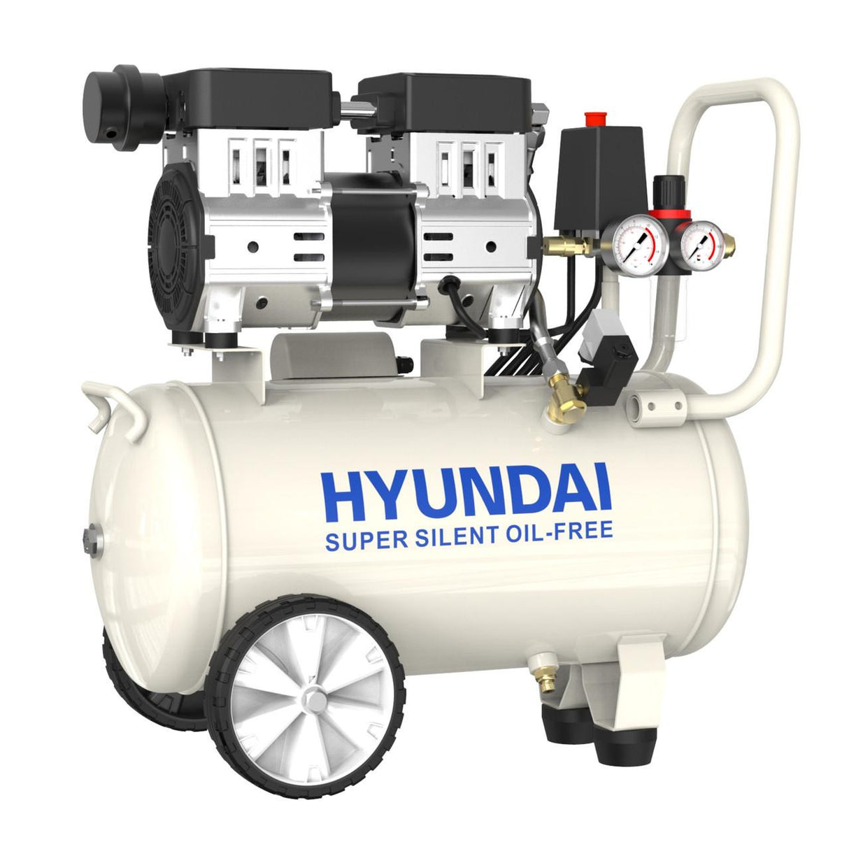 Hyundai 24 Litre Air Compressor, 5.2CFM/100psi, Silenced, Oil Free, Direct Drive 1hp | HY7524
