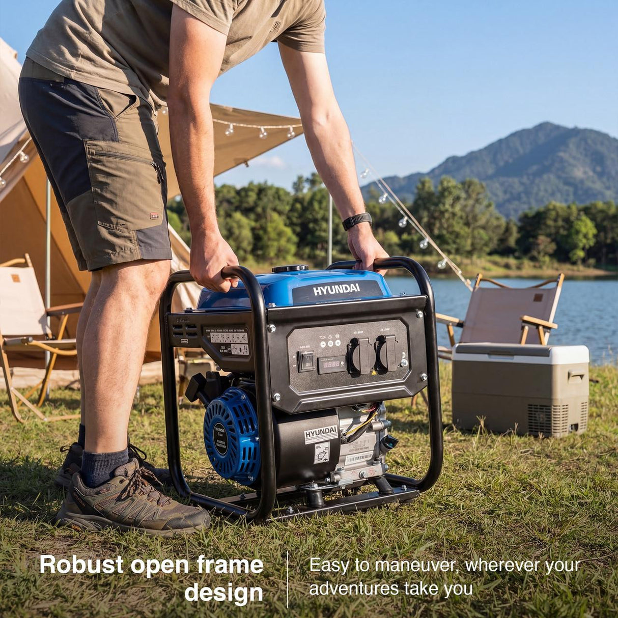 Hyundai 3.3kW / 3300W Inverter Open Framed Generator, Recoil Start, Pure Sine Wave | HY3750i