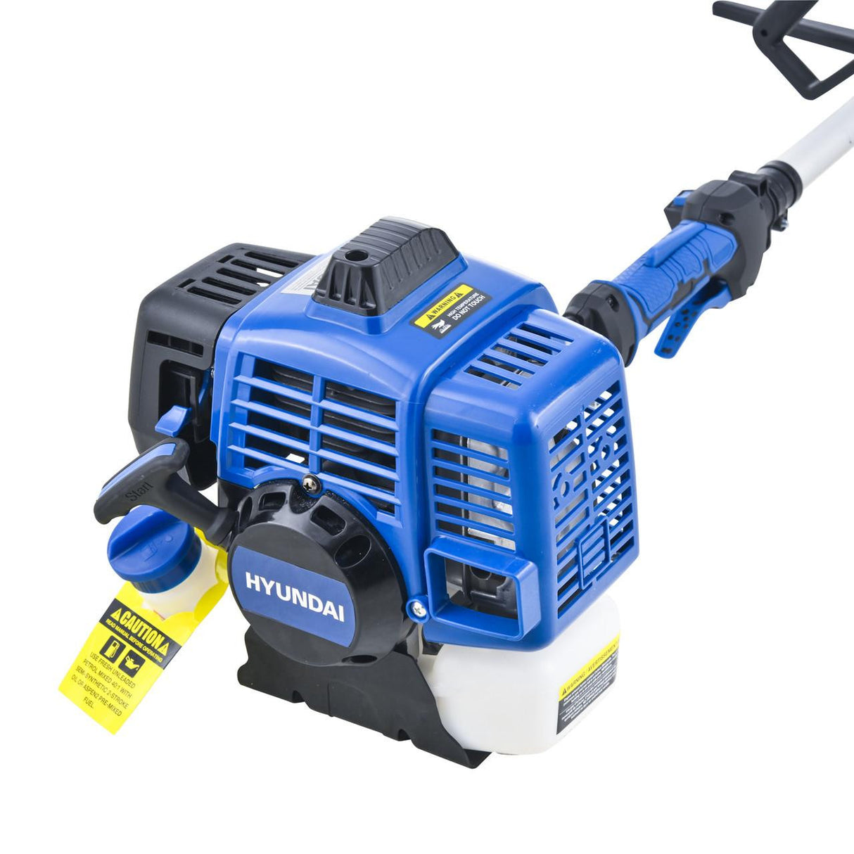 Hyundai HYMT5600X multi tool front view with brushcutter blade attached