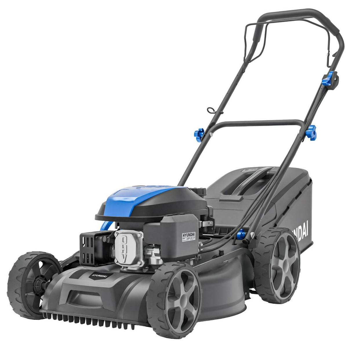 Self propelled Hyundai lawn mower with 51cm steel cutting deck