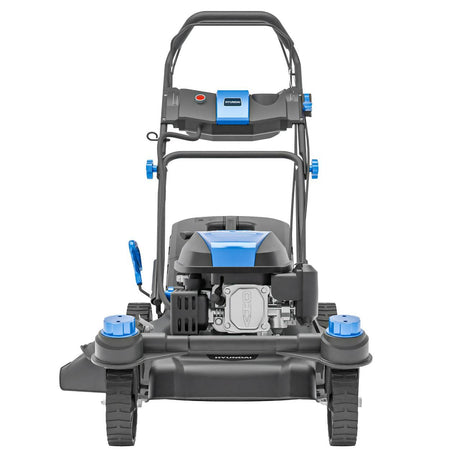 Hyundai petrol lawn mower with high capacity grass catcher for large lawns