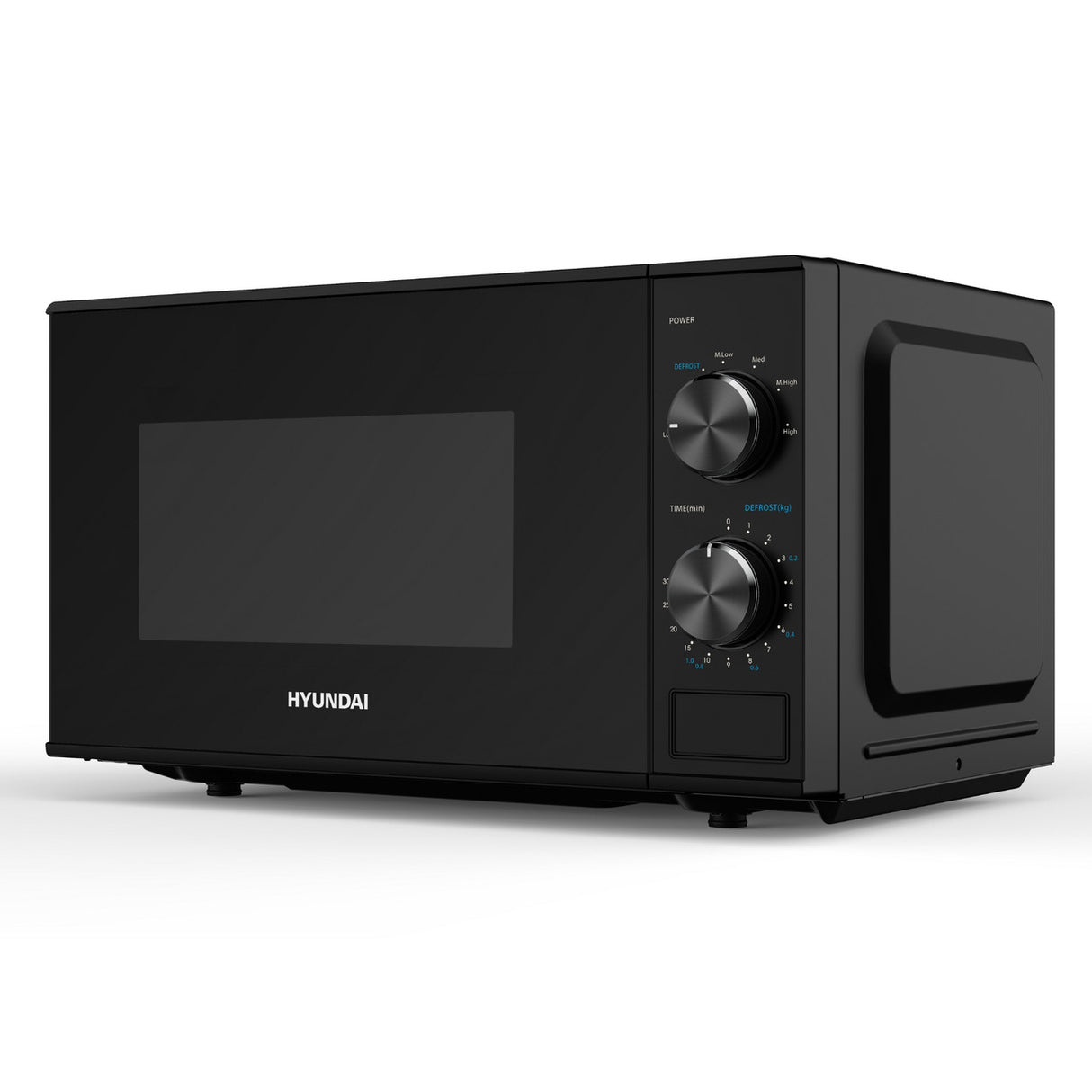 Hyundai 800W 20L solo microwave with dial control and stainless steel interior black